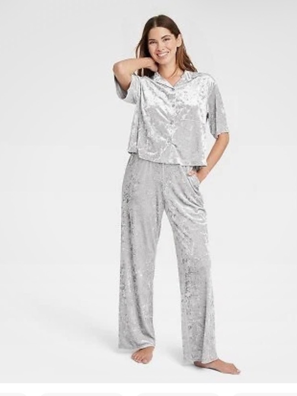 Women's Luxe Velour Pajama
Set - Stars Above Silver XS